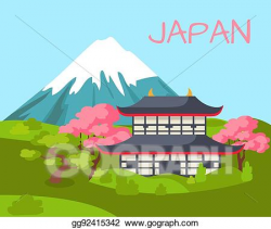 Vector Stock - Japan view on asian building and flowering ...