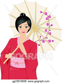 EPS Illustration - Japanese kimono girl. Vector Clipart ...