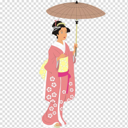 Japan Kimono Illustration, Cartoon Sakura Japanese woman ...