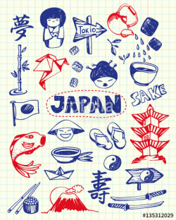 Japan associated symbols. Japanese national, cultural ...