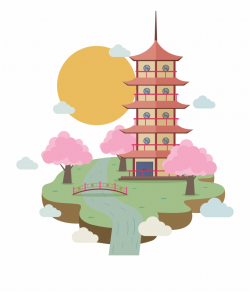Japan, Temple, Download, Pink, Art Png Image With ...