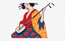 Geisha Clipart Japanese Ninja - Traditional Geisha Playing A ...
