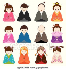 Vector Clipart - Japanese people traditional costume. Vector ...