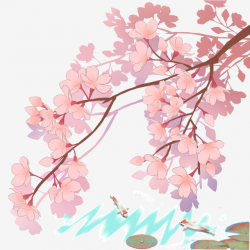 Japanese Spring Cherry Koi Pond Landscape, Cherry Blossom ...