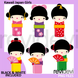 Japan kimono girls clipart