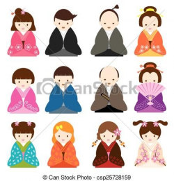 Vector - Japanese People Traditional Costume - stock ...