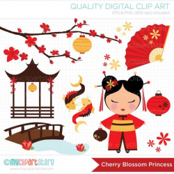 Japanese Princess Clipart - Kokeshi Doll Princess, Cherry ...