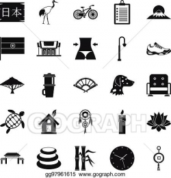 Vector Clipart - Japan icons set, simple style. Vector ...
