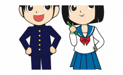 Japan Clipart Student - Boy And Girl Png, Transparent Png ...