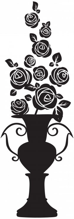 Vase with Roses Silhouette PNG Clip Art Image. View full size ...