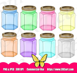50% OFF Colorful Mason Jar Clipart, Mason Jar Clip art, Party Invitations,  Weddings, Holidays, Scrapbooking, Graphics, Commercial Download