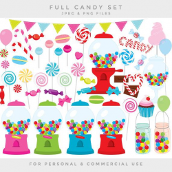 Candy clipart - sweets clip art vintage gumball machine lollipops lollies  suckers candy jar macarons candy floss digital commercial use