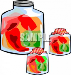Pickled Peppers In Jars - Royalty Free Clipart Picture
