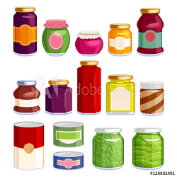 Preserved food in jars and cans. - Buy this stock vector and ...