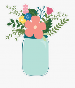 Flower Jar Print & Cut File - Transparent Flowers In Jar ...