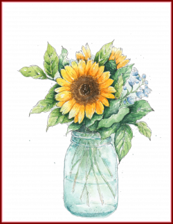 Appealing Ftestickers Watercolor Sunflower Masonjar Pics Of In Mason ...