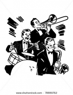 Big Band Drums And Horns - Retro Clipart Illustration ...