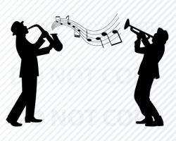Jazz Band SVG Files For Cricut Silhouette -Clipart - Saxophone SVG Image -  Musical notes SVG- Eps, Saxophone Png ,Dxf Clip Art Jazzpng