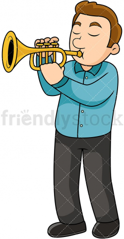 Young Man Playing The Trumpet | Vector Illustrations ...