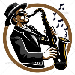 Black blues and jazzy saxophone player mascot. EPS8 vector ...