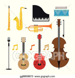 EPS Vector - Jazz music instruments objects set. Stock ...