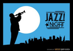Free Jazz trumpeter silhouette city night skylines Clipart ...