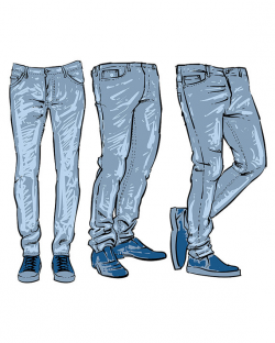 Hand drawn fashion design men's jeans. clipart commercial ...