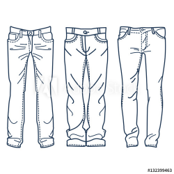 Drawing blue jeans vector illustration outline, Men's jeans ...