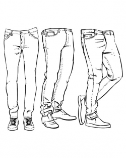 Hand drawn fashion design men's jeans outline. clipart ...