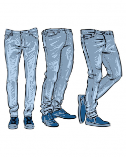 Hand drawn fashion design men's jeans. clipart commercial use, vector  graphics, digital clip art, digital images (EPS, JPG)