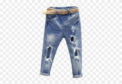 Ripped Denim Jeans - Ripped Jeans For The Kids, HD Png ...