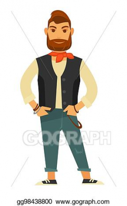 Vector Illustration - Stylish bearded man in leather vest ...
