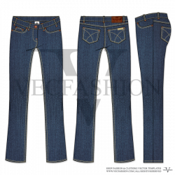 Woman Regular Cut Denim Jeans Vector Template | digital fashion ...