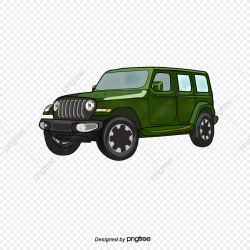 Creative Elements Of Green Hand Painted Jeep Illustration ...