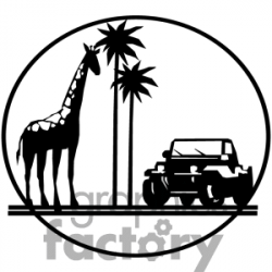 African safari trip giraffe and jeep clipart. Royalty-free ...