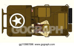 Vector Art - Top view of antique military jeep with a ...