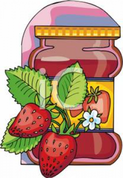 Strawberries and Strawberry Jelly - Royalty Free Clipart Picture