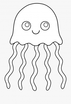 Cute Colorable Jellyfish - Jelly Fish Clipart Black And ...