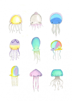 Jellyfish Illustrations Super cute kawaii collection of 9 ...