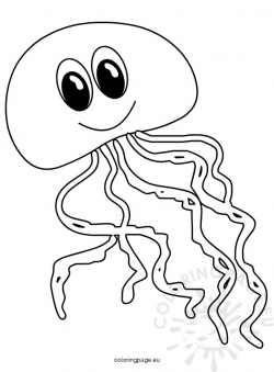Happy Jellyfish clipart kid – Coloring Page