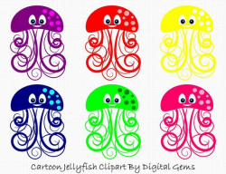 Jelly fish Clipart Cute Cartoon Jellyfish Clip Art by ...