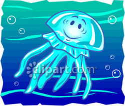 Cartoon Jellyfish Underwater - Royalty Free Clipart Picture