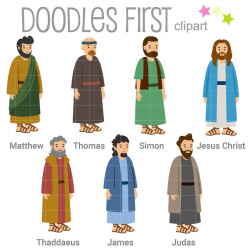 Jesus Christ and 6 of the 12 Disciples Digital Clip Art for Scrapbooking  Card Making Cupcake Toppers Paper Crafts
