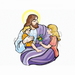 Jesus with a boy and a girl clipart. Royalty-free clipart # 164422