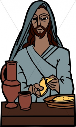 Jesus Breaks Bread at the Last Supper | Maundy Thursday Clipart