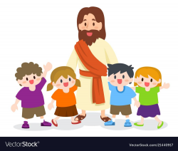 Jesus christ with group of children Royalty Free Vector ...