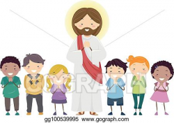 Vector Stock - Stickman kids jesus praying illustration ...