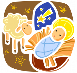 Baby Jesus Born in Manger on Christmas - Vector Image