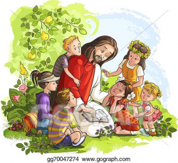 Vector Stock - Jesus reading bible with children. Clipart ...