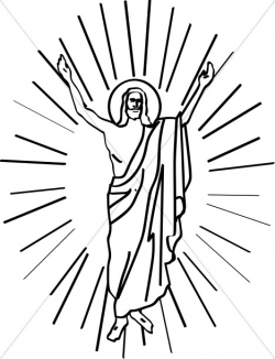 Line Drawn Risen Christ in Halo | Jesus Clipart